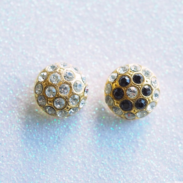 Swarovski Crystals on a Golden Base Button, Elegant and Small 16mm Button, Handmade 90s Haute Couture Luxury Button for Evening Jackets