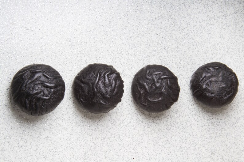 Medium Large 30mm Rare 70s Vintage Paris Black Leather Vintage Button \u2013 SET of 4 \u2013 Handmade Haute Couture Sewing