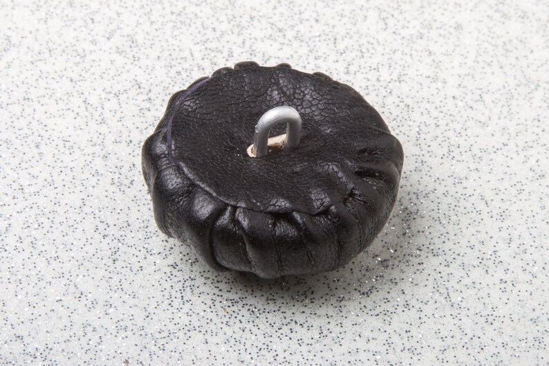 Medium Large 30mm Rare 70s Vintage Paris Black Leather Vintage Button \u2013 SET of 4 \u2013 Handmade Haute Couture Sewing