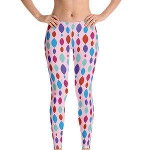 Geometric Pink Printed Woman&#39;s Leggings // Capris Leggings // Unique Yoga Leggings // Workout Pants // Exercise Pants