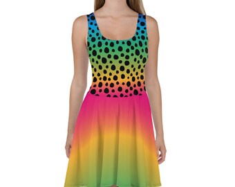 Cheetah Rainbow Print Skater Dress