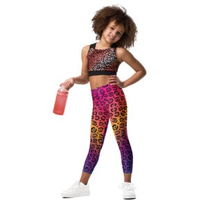 Lepard Print Kid&#39;s Leggings, Soft Stretchy Elastic Waistband, Durable Activewear for Playtime, Perfect Kids Gift