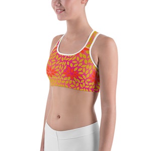 Abstract Red Flowers Women&#39;s Sports bra  / Active sport wear