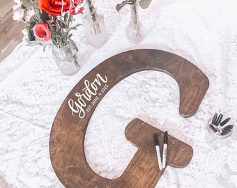 Wedding Guest Book Alternative, Wooden Guest Book Sign, Last Name Sign, Wedding Decor, Home Decor, Custom Guest Book, Large Wooden Letter