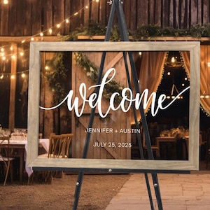 Placa de boas-vindas de casamento em acrílico com fonte manuscrita, placas de casamento, placa de entrada de casamento, decoração de casamento, presente de casamento para noivos