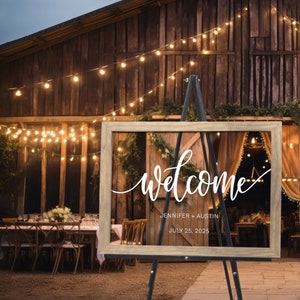 Acrylic Wedding Welcome Sign with Handwritten Font, Weddings Signs, Wedding Entrance Sign, Wedding Decor, Wedding Gift for Bride and Groom