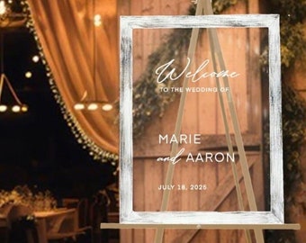 Acrylic Wedding Welcome Sign with Cursive Font, Wedding Entrance Sign, Welcome Wedding Signs, Framed Wedding Sign, Gift for Bride and Groom