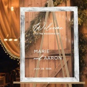 Acrylic Wedding Welcome Sign with Cursive Font, Wedding Entrance Sign, Welcome Wedding Signs, Framed Wedding Sign, Gift for Bride and Groom