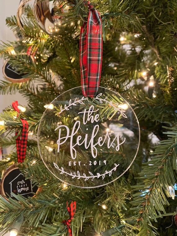 Clear Acrylic Ornament, Custom Name Ornament, Couples Ornament, 2023  Ornament, Custom Christmas Ornaments, Personalization Available 