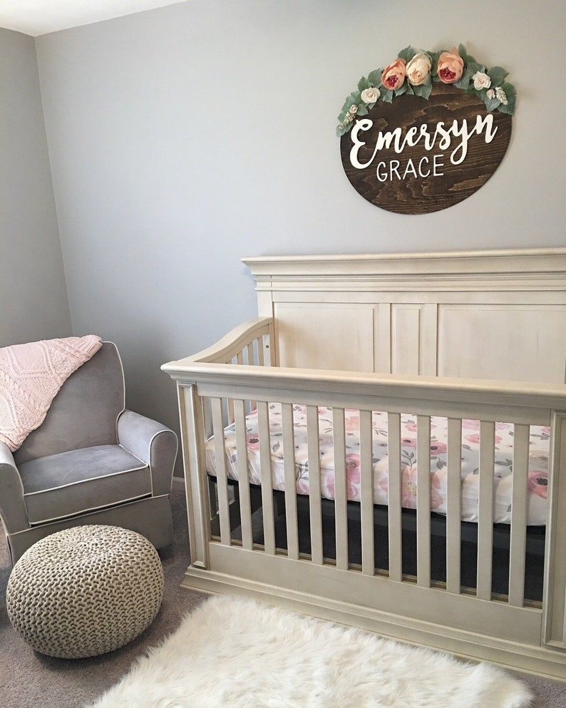 Floral Nursery Sign Baby Girl Nursery Decor Children's Etsy