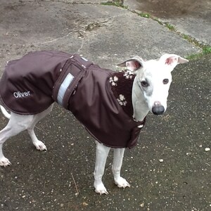 Dog coat waterproof, simulated sheepskin or fleece lining, many colour options and sizes 19 to 28 image 5