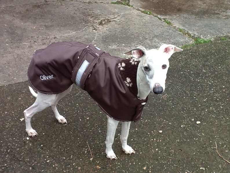 Dog coat waterproof, simulated sheepskin or fleece lining, many colour options and sizes 19 to 28 image 5