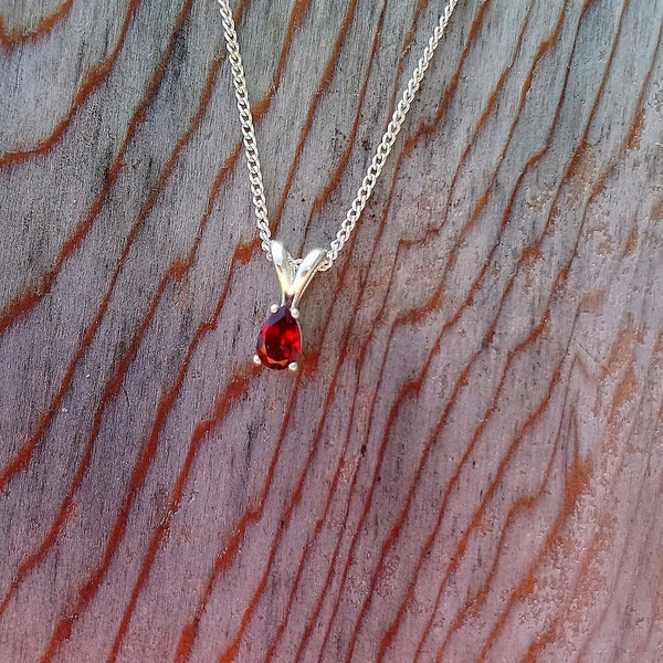 Spessartite Garnet Pendant, Natural Mozambique Garnet 6 x 4 mm Pear / Teardrop Cut 0.55 Carats VVS Clarity