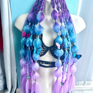 Rave festival Braids- Blue purple pink - Easy Tinsel Rave Festival Braiding Hair Extensions Bundle Hair Festival Accessories Hair y2k fairy