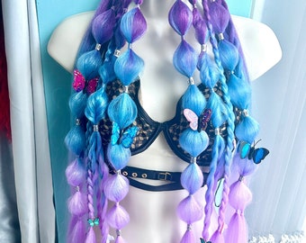 Rave festival Braids- Blue purple pink - Easy Tinsel Rave Festival Braiding Hair Extensions Bundle Hair Festival Accessories Hair y2k fairy