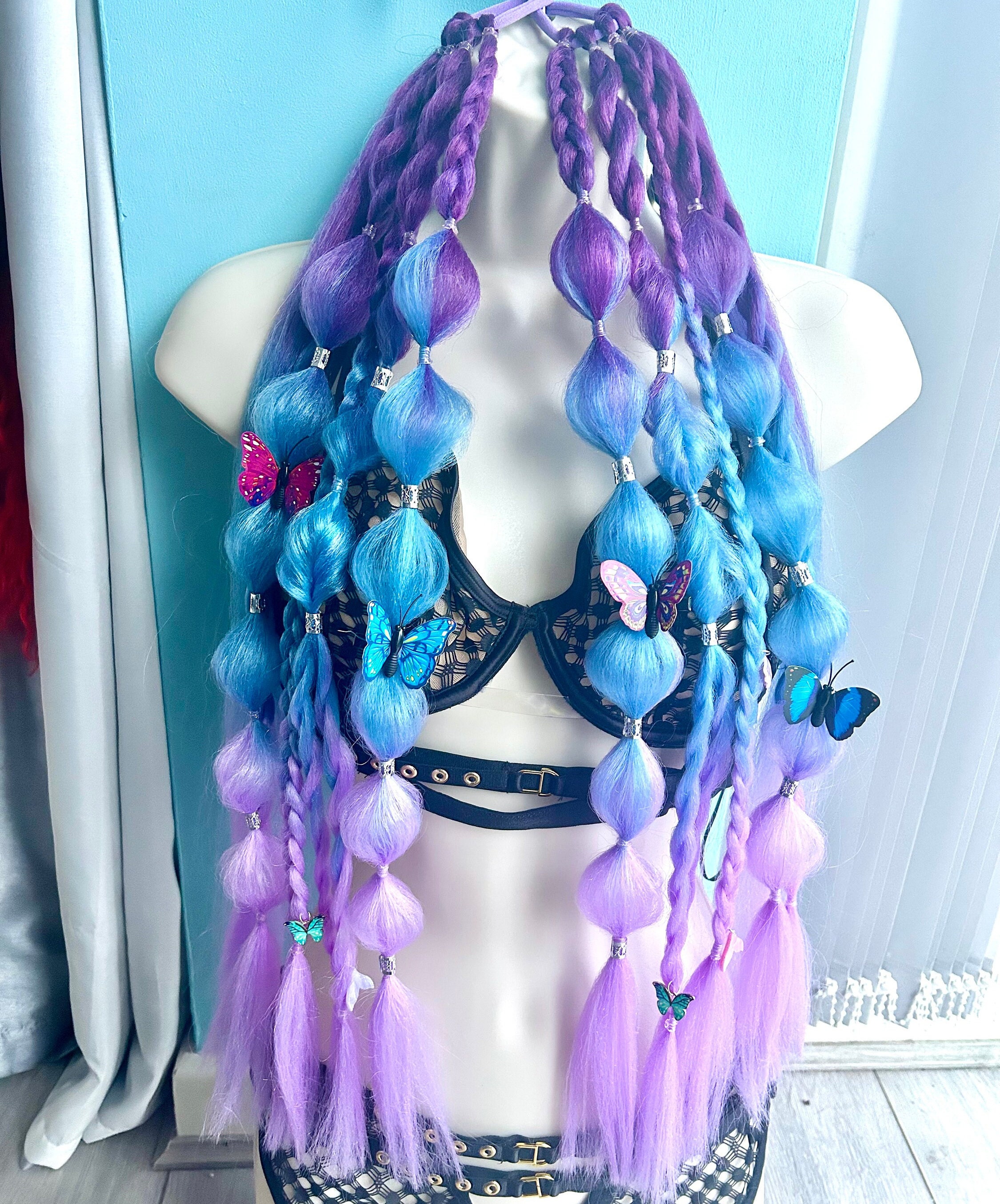 Rave Braids: Blue Purple Pink Festival Hair Extensions - Etsy display picture 2