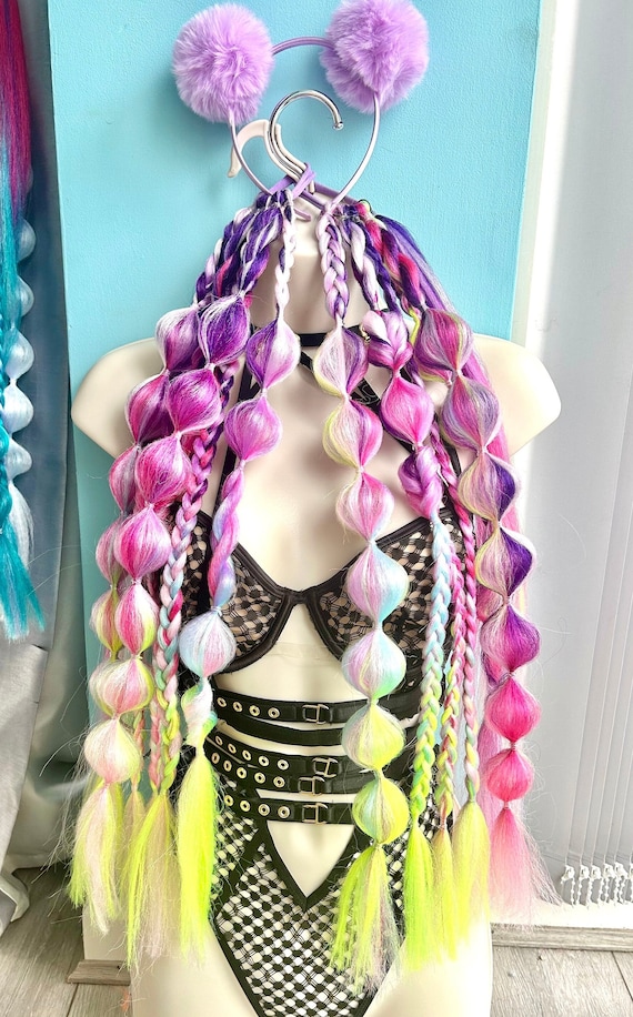 Ombre Purple Pink Rave Braids: Festival Hair Extensions 