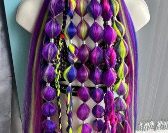 Festival Rave Braids- rainbow alien - Easy Tinsel Rave Festival Braiding Hair Extensions Bundle Hair Festival Accessories Hair y2k Uv fairy