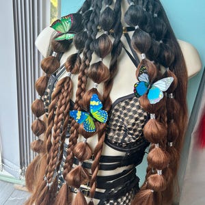 Rave festival Braids- Brown - Easy Tinsel Rave Festival Braiding Hair Extensions Bundle Hair Festival Accessories Hair fairy mermaid