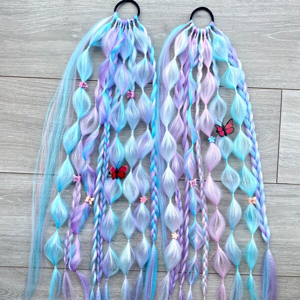 Festival Rave Braids- ombre licorne - Easy Tinsel Rave Festival Braiding Hair Extensions Bundle Hair Festival Accessoires Cheveux y2k fée