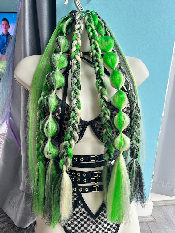 Festival rave hair braids + outfit bundle Ombre Purple Pink Rave Braids: Festival Hair Extensions  main image 4