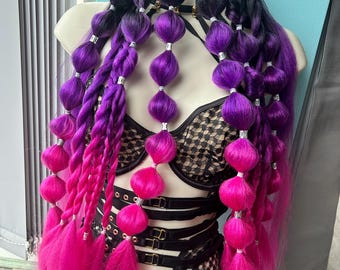 Festival Rave Braids- black purple pink - Easy Tinsel Rave Festival Braiding Hair Extensions Bundle Hair Festival Hair y2k festival  fairy