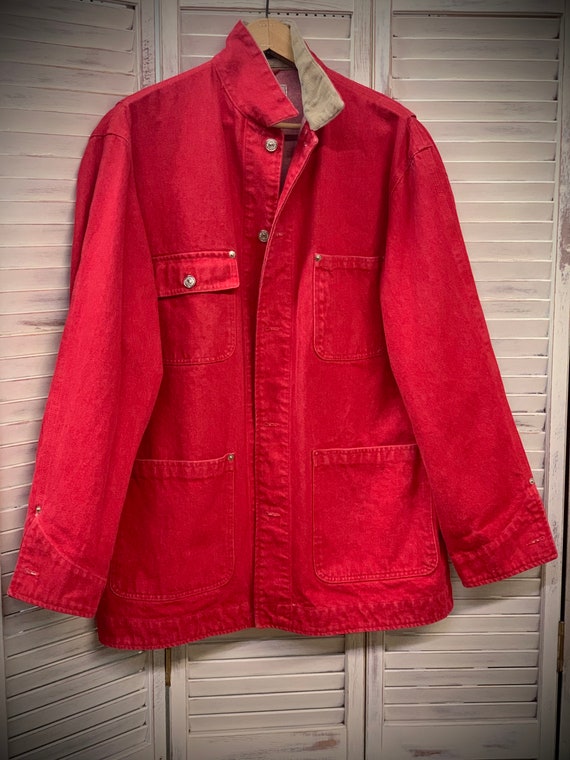 Classic Red Ralph Lauren Canvas Jacket with Cordur