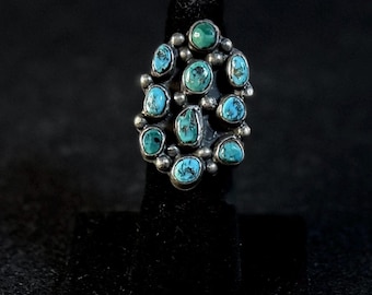 Old Pawn Zuni Turquoise Silver Vintage Ring 1930s Size 5 1/2