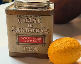 Canasta de té Chase & Sanborn's antigua, lata japonesa de una libra, muy rara.