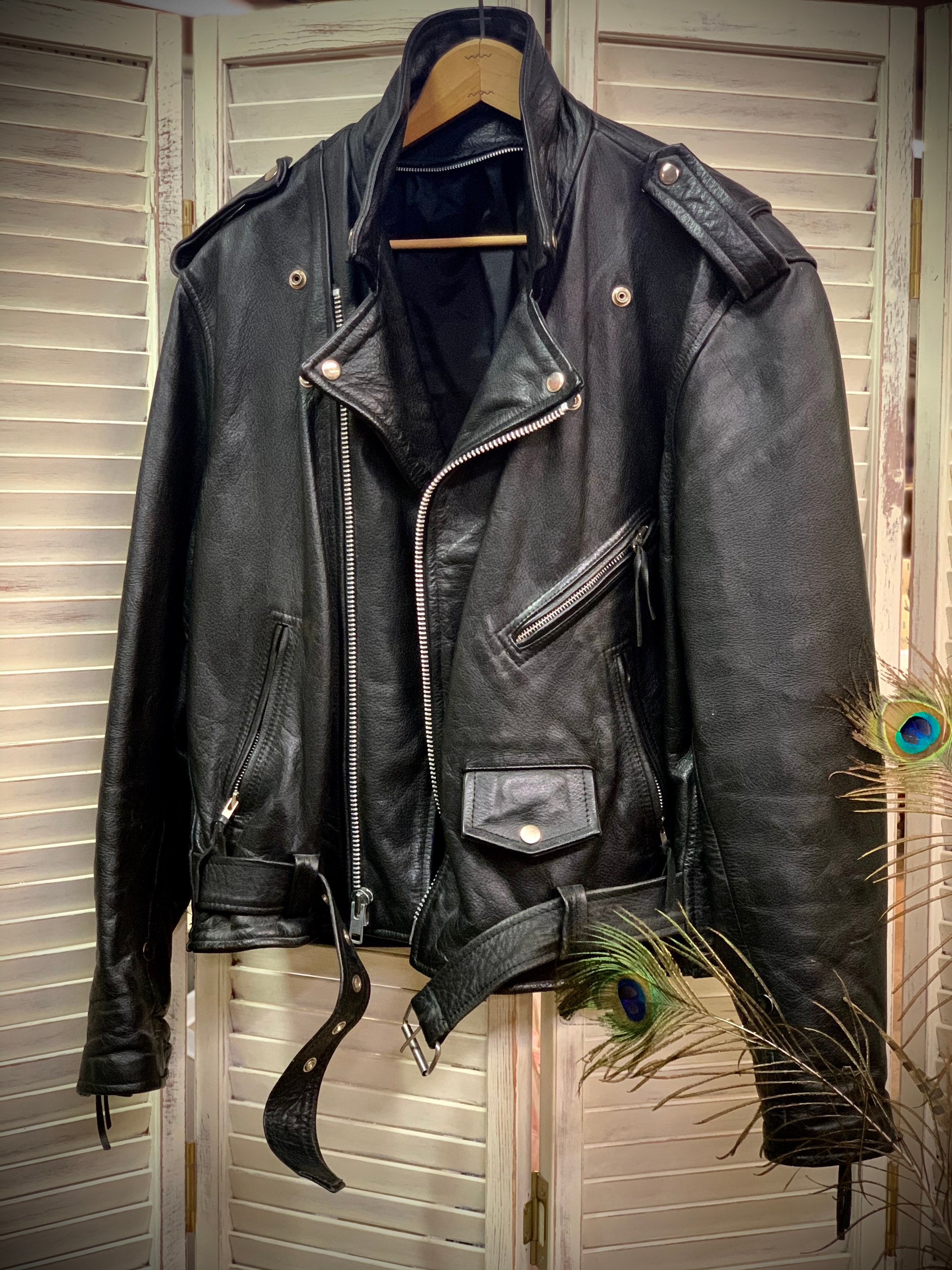 Leopard Black-Brown Biker Studded Leather Motorcycle Jacket