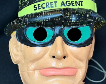 Vintage Ben Copper Halloween Mask Secret Agent Chattermouth Man Bonus Reflective Paint