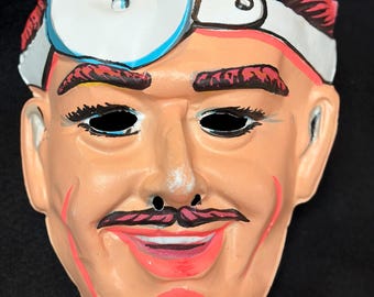 Vintage Ben Cooper Halloween Mask, Creepy Doctor Reflective Glow in Black Light