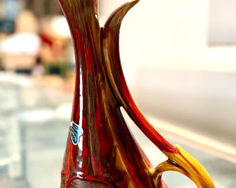 Jarrón de cerámica con diseño de goteo de lava, estilo moderno de mediados de siglo, fabricado por California Originals.