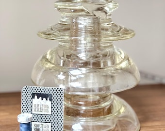 Aislador de vidrio doble Pyrex Crown Jewel vintage de 20 cm de altura