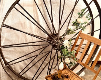 1900s Pair of RARE Antique Steel Buggy Wheels  54inches in Diameter