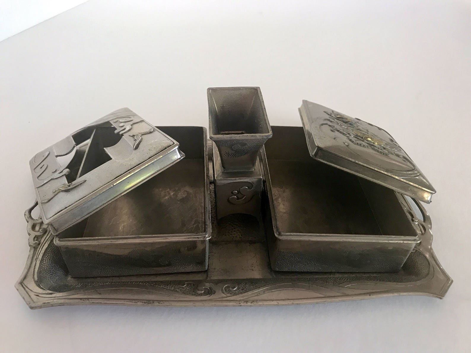 Vintage Ornate Smoking Tray Set Cigarette Holder Ashtray Etsy