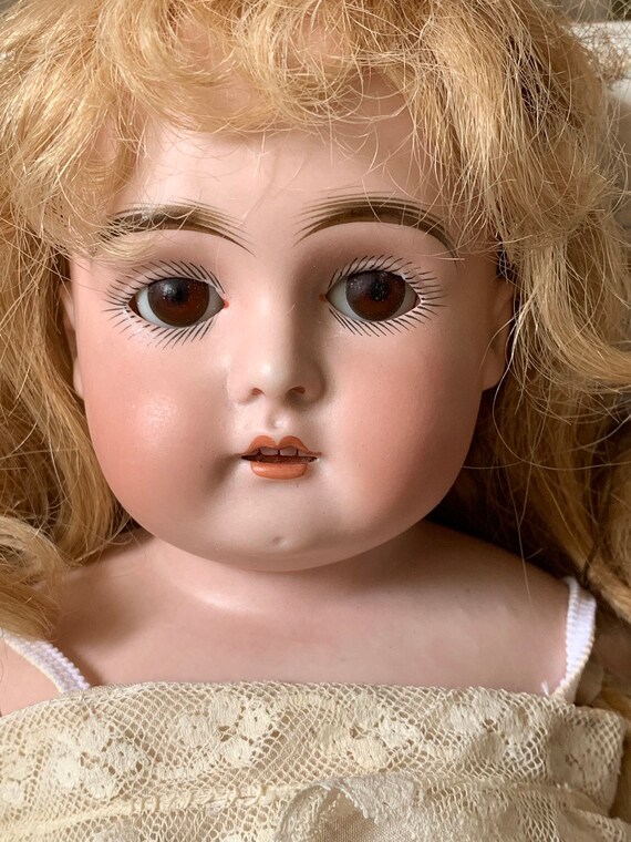 antique doll leather body porcelain head