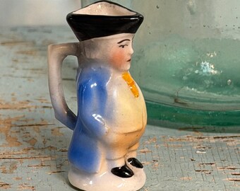Vintage Czechoslovakian mini Toby Jug Creamer Pitcher or Tothpick Holder ~ Highly Collectible