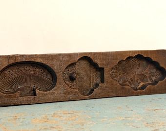 Molde antiguo de madera de arce tallada para azúcar, de principios o mediados del siglo XIX.