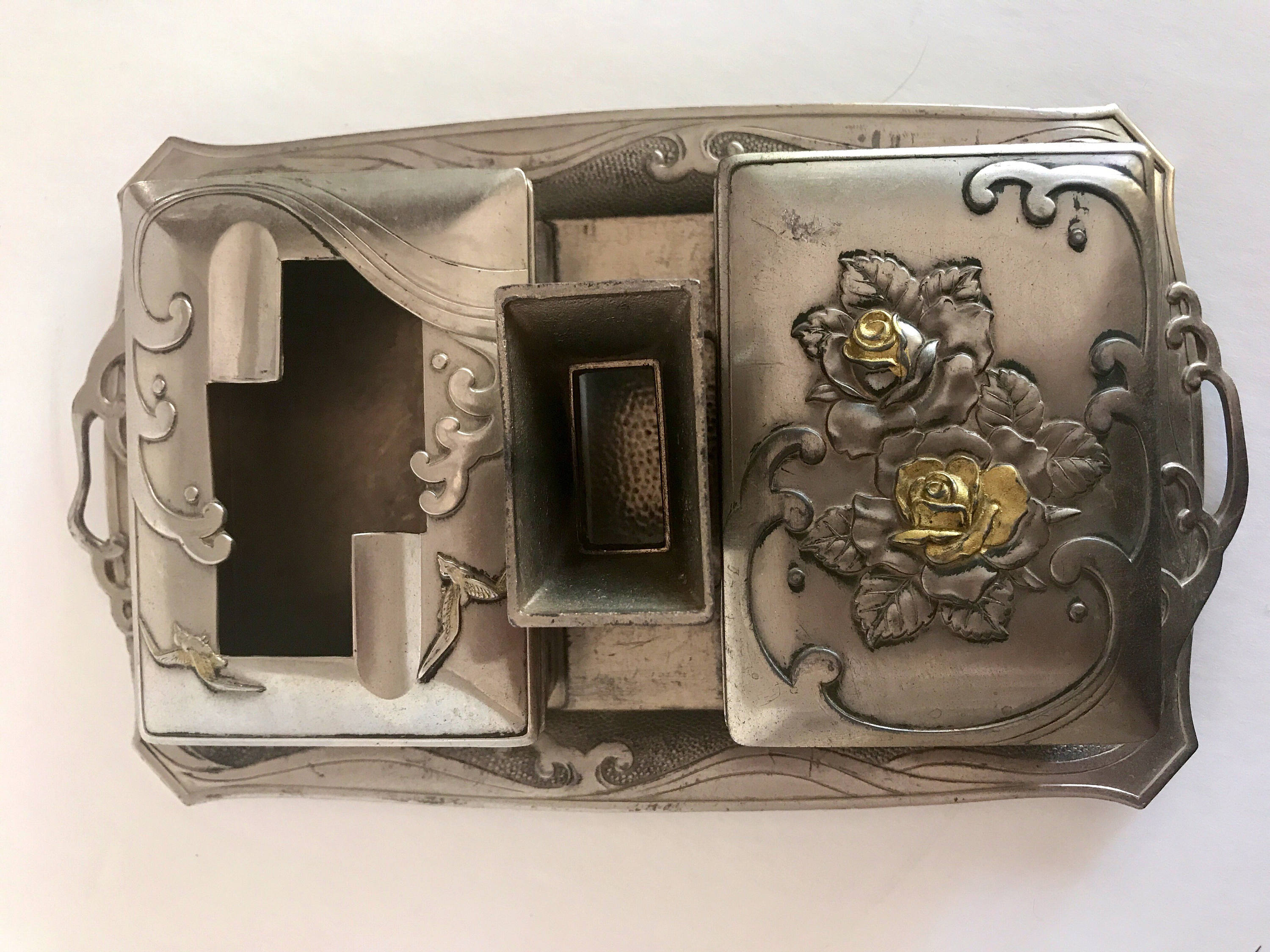 Vintage Ornate Smoking Tray Set Cigarette Holder Ashtray Etsy