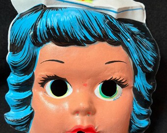 Vintage 1960s J. Halpern Co. (Halco) Nurse Halloween Mask Reflective Paint