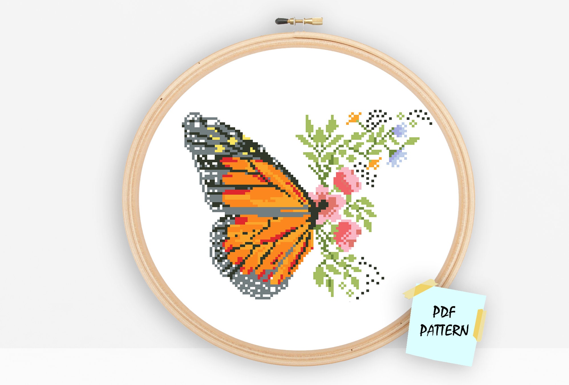 Monarch butterfly counted cross stitch PDF pattern Insect | Etsy