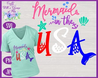 Download Mermaid In Usa Svg Etsy