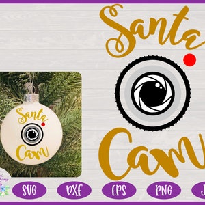 Santa Cam SVG, Christmas Ornament SVG, Holiday Bauble SVG, Santa Cam Lens Design for Cricut - Svg, Dxf, Eps, Png