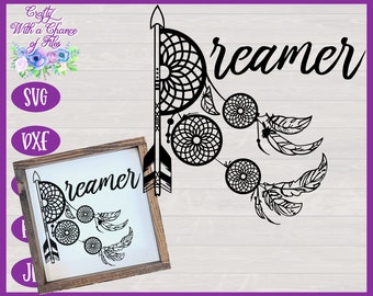 Dream Catcher SVG, Dreamer SVG, Boho SVG, Tribal Boho Dreamcatcher Design