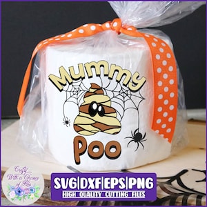 Halloween kak SVG | Wc-papier SVG | Mummie Poep SVG | Grappig Halloween Toiletpapier Sublimatie Ontwerp