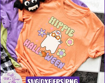 Hippie Halloween Ghost SVG | Retro Shirt Design (Digital Download)