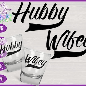 Hubby Wifey SVG, Bride and Groom SVG, Just Married SVG, Matching Couple Honeymoon Design