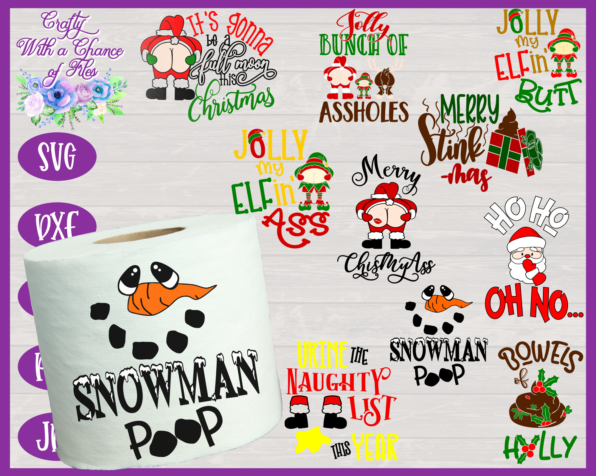 Christmas Toilet Paper SVG Bundle Funny Christmas Gag Gift Etsy