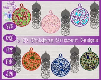 Layered Christmas Ornaments SVG, Laser Cut Bauble SVGs (Digital Download)
